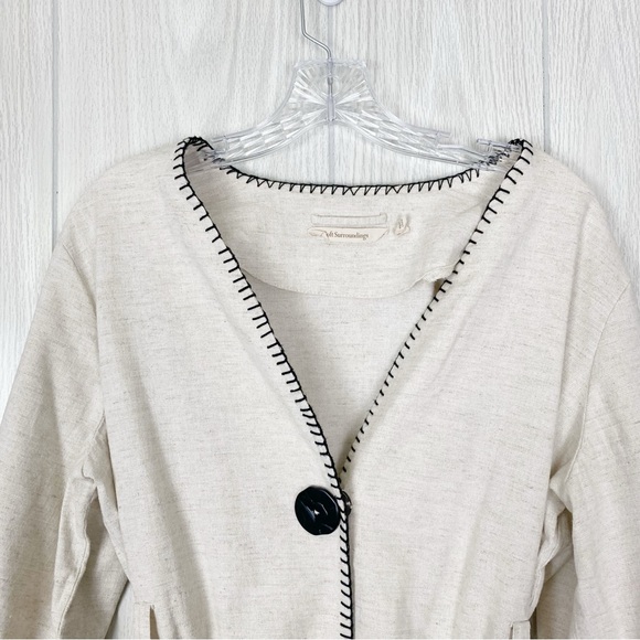 Soft Surroundings | Beige Cotton / Linen Blend Tie Jacket Size Large - Picture 6 of 14